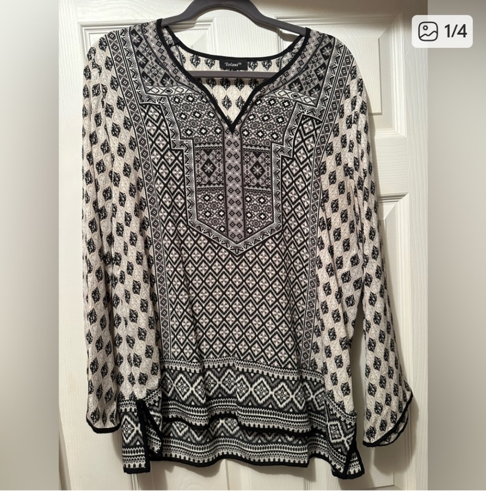 Tolani Anthropologie 100% Silk Tunic Blouse Size L